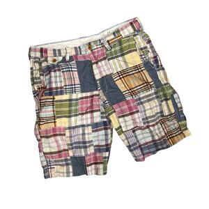 J Crew Patchwork Plaid Shorts Classic Fit 100% Cotton Mens 31